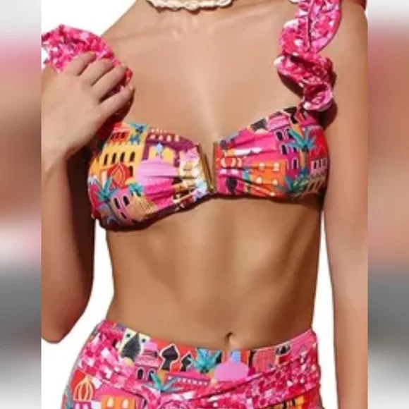 Colorful Ruffle Bikini Set - Picture 3 of 6